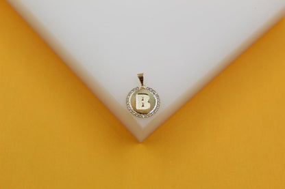 18K Gold Filled Round Medallion Initial Pendant