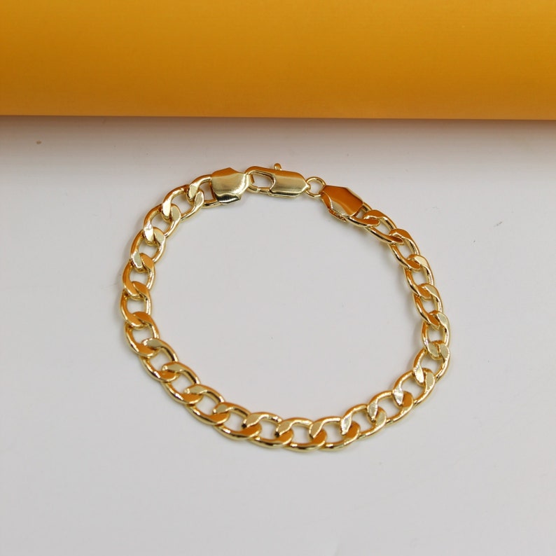 18K Gold Filled Thick Curb Link Bracelet (H62)(I14A)