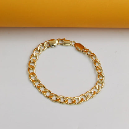 18K Gold Filled Thick Curb Link Bracelet (H62)(I14A)