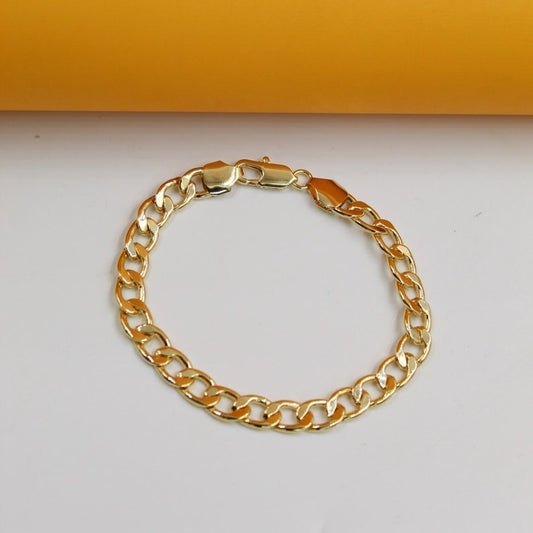 18K Gold Filled Thick Curb Link Bracelet (H62)(I14A)