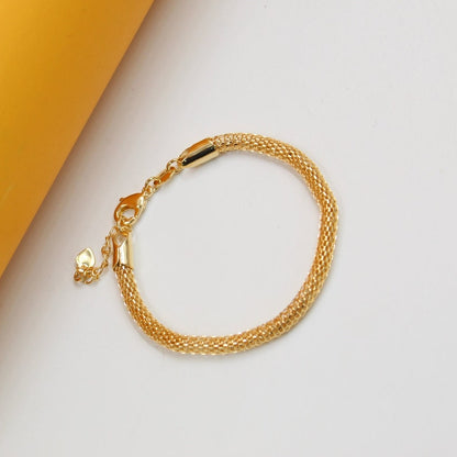 18K Gold Filled Round Mesh Bracelet Chain