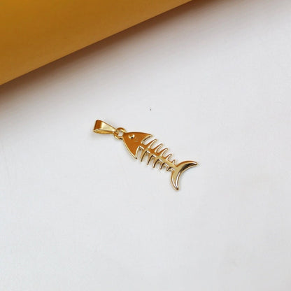 18K Gold Filled Unique Fish Bone Charm