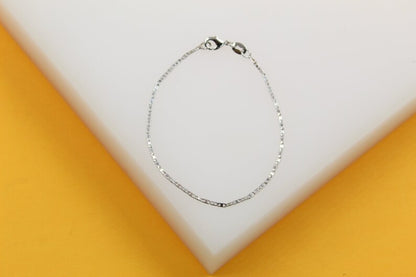 1mm Flat Diamond Cut Mariner Bracelet (I20B)(E61)