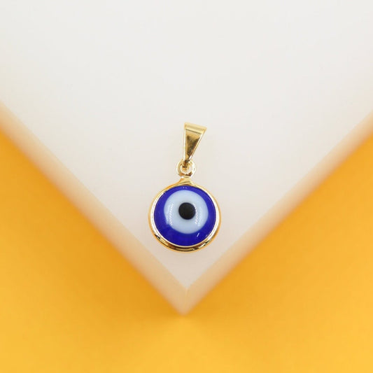 18K Gold Filled Dark Blue Evil Eye Enamel Charm Pendant
