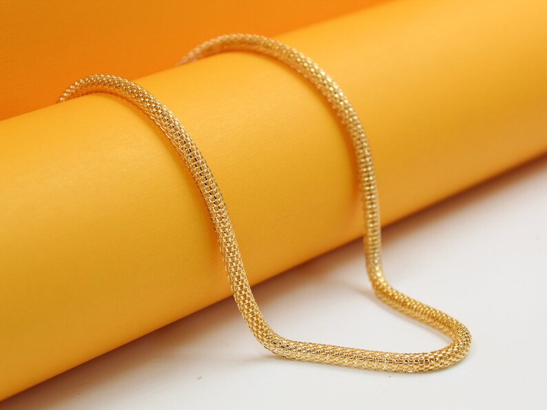 18K Gold Filled Round Mesh Bracelet Chain
