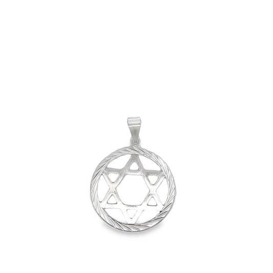 Rhodium Star of David Pendant