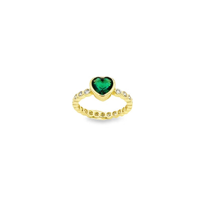 Round CZ and Heart Ring Band