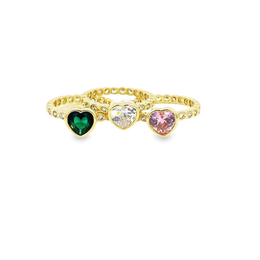 Round CZ and Heart Ring Band