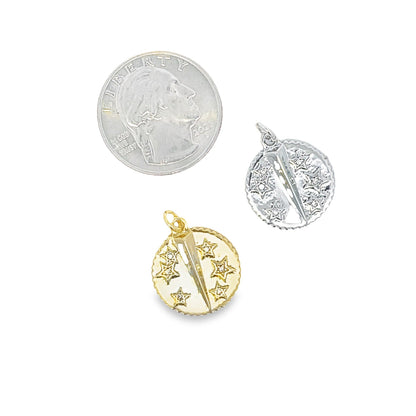 18K Gold Filled Round Stars Insignia Pendant Charm