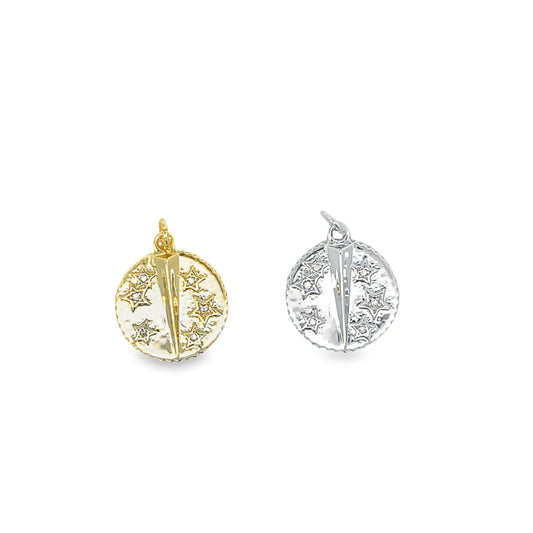 18K Gold Filled Round Stars Insignia Pendant Charm