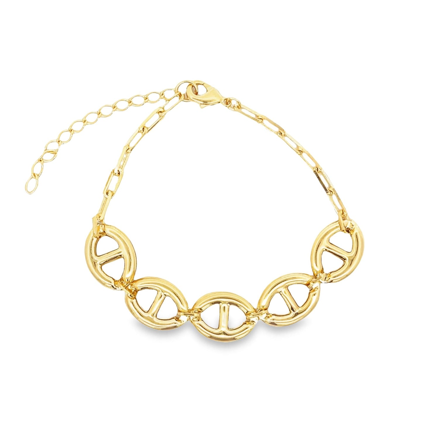 3mm Wide Puffy Light weight Mariner Link Bracelet (H202)