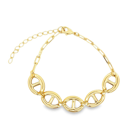 3mm Wide Puffy Light weight Mariner Link Bracelet (H202)