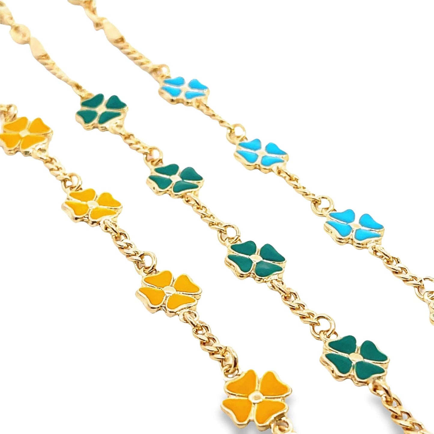 4 Leaf Clover Flower Charm Bracelet