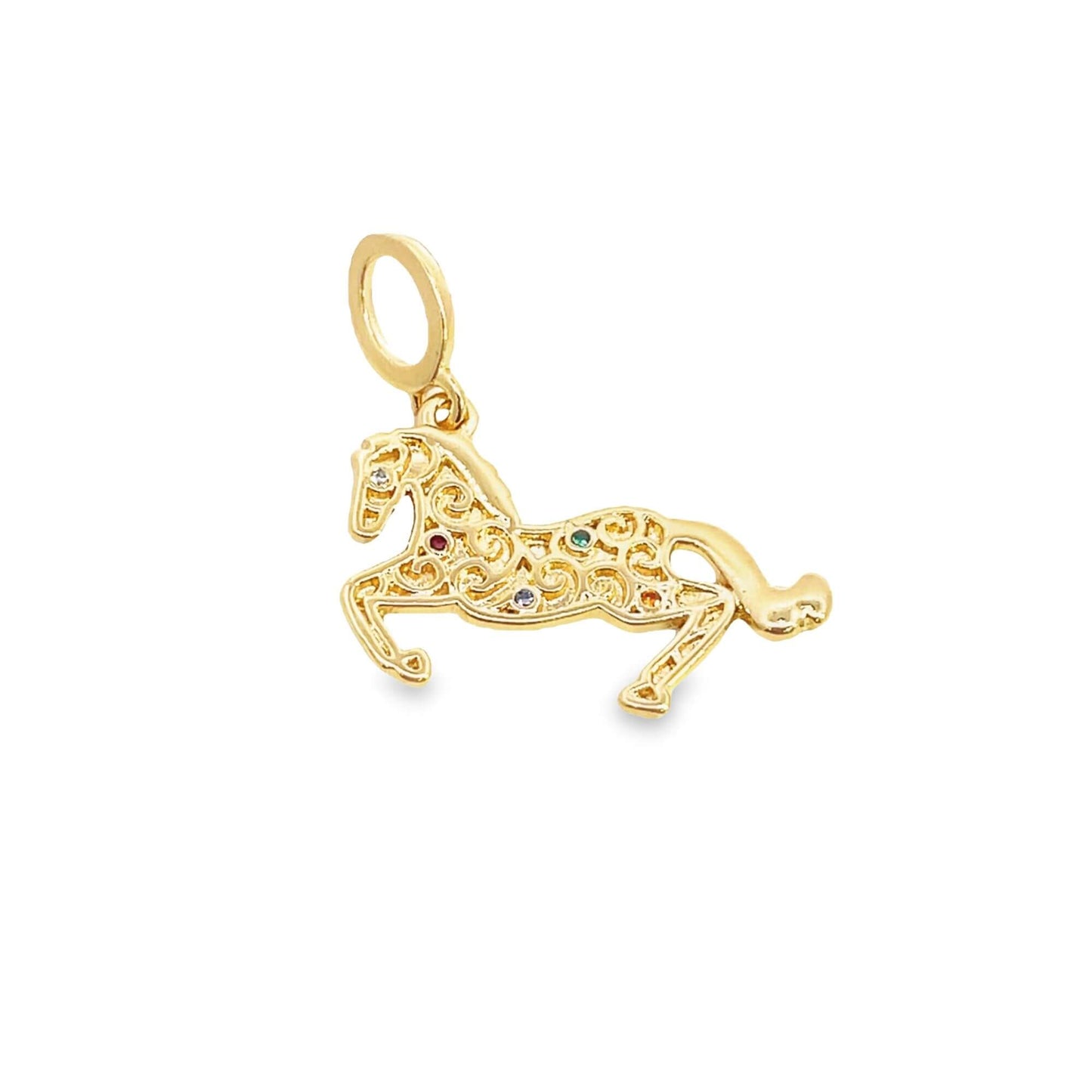 CZ Scroll Pattern Horse Pendant