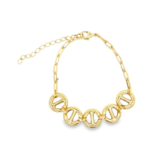Round Puffy Mariner Light weight Link Bracelet (H201)