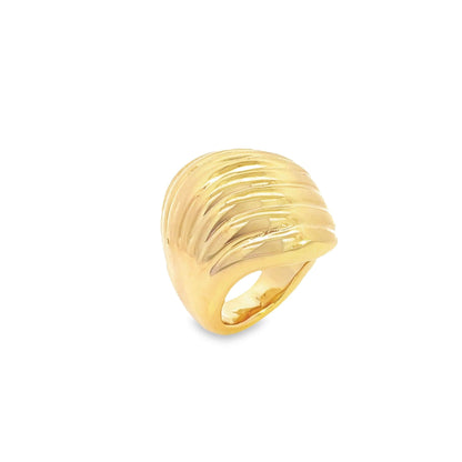 High End Exclusive Croissant Wavy Dome Ring
